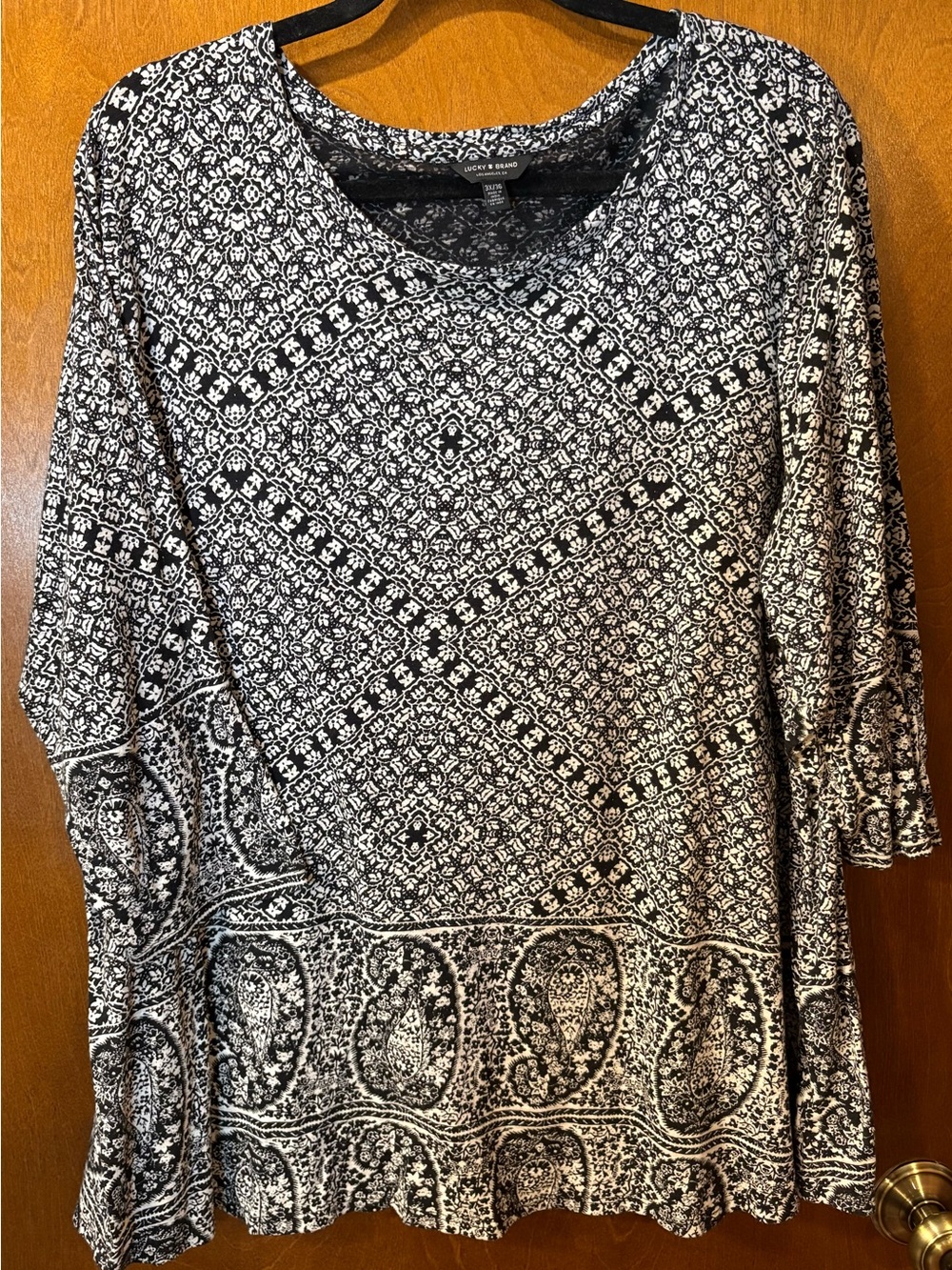 Lucky Brand Black & White Printed Tunic Top